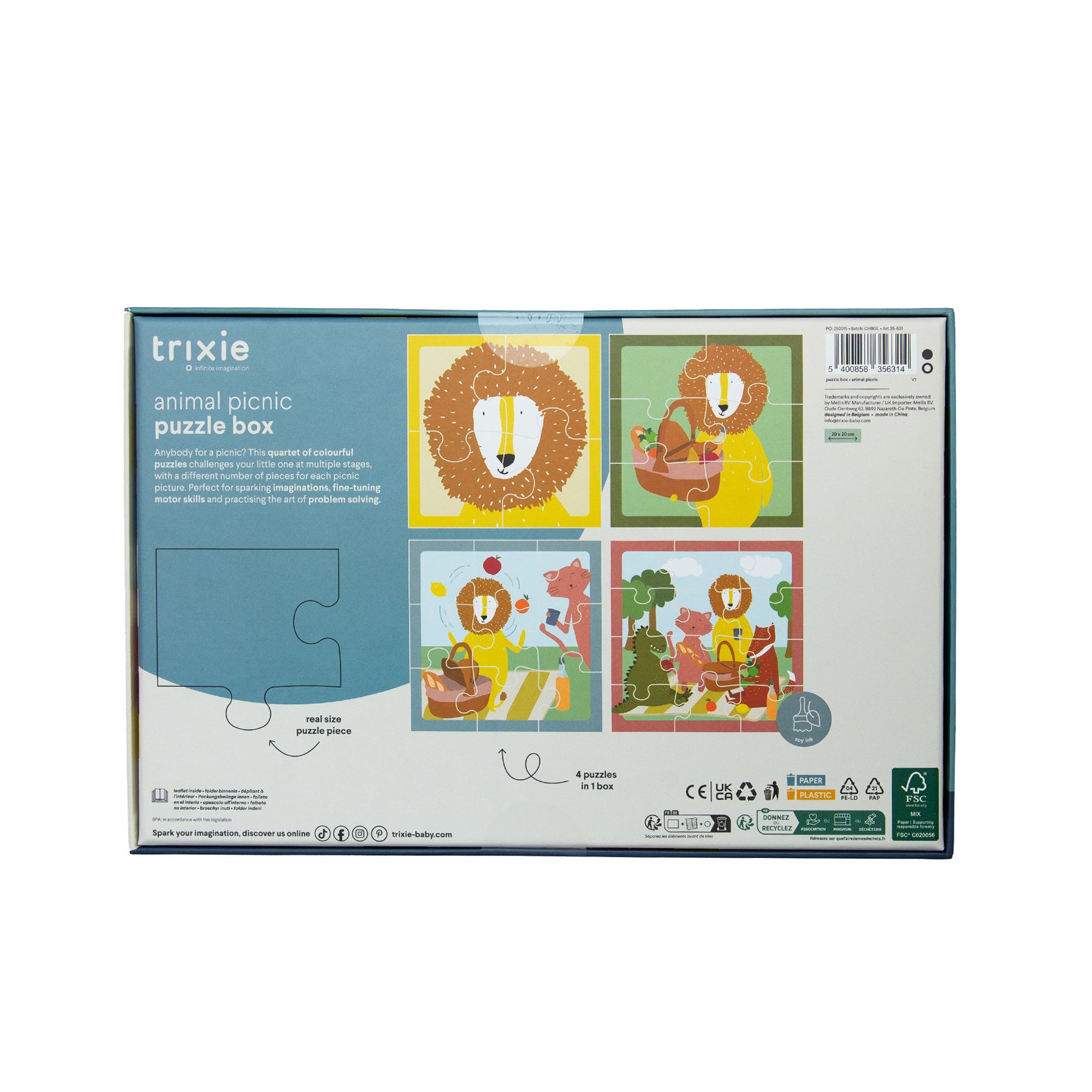 Trixie | Puzzeldoos - Dieren Picknick - 4 puzzels
