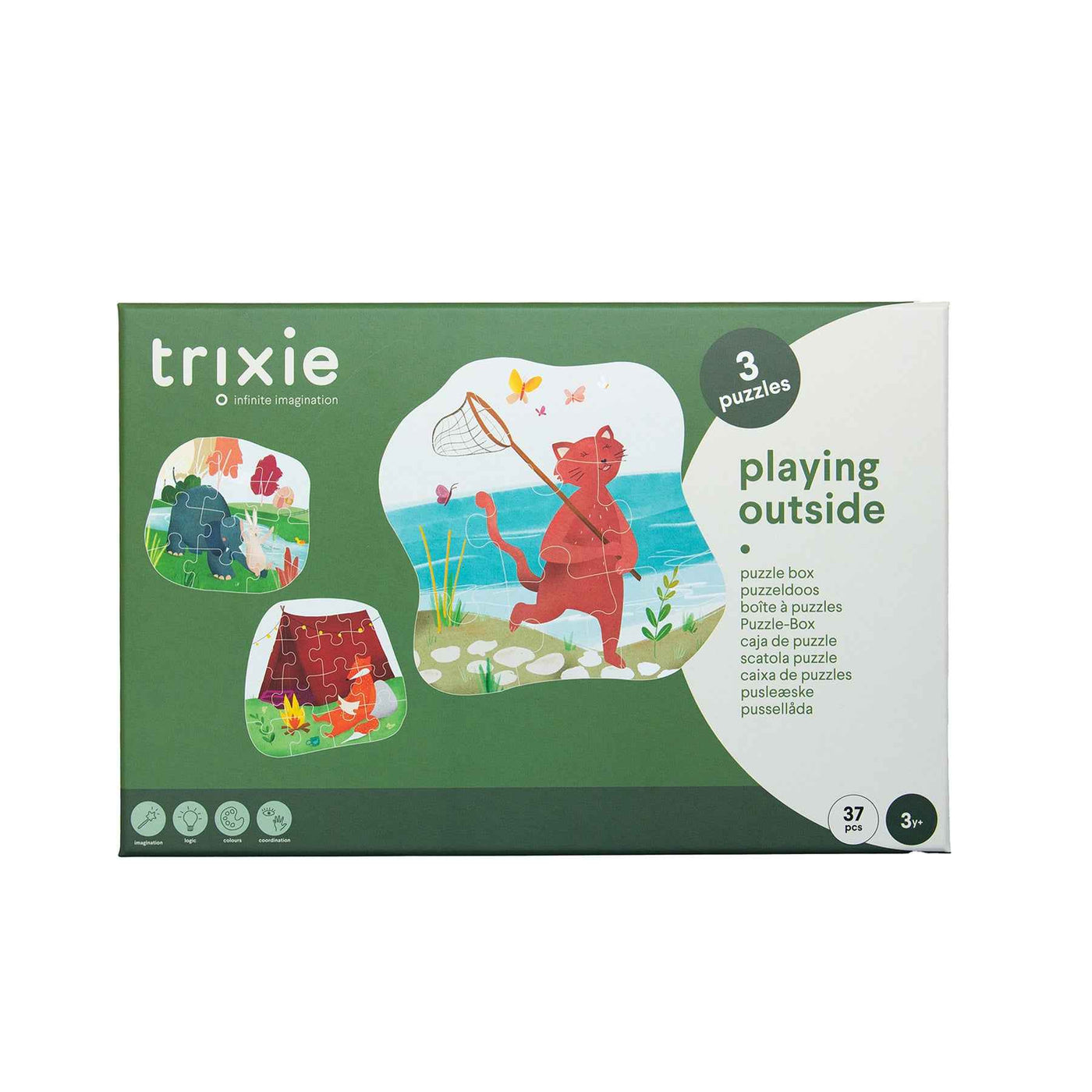 Trixie |  Vormenpuzzel - Buiten spelen - 3 puzzels