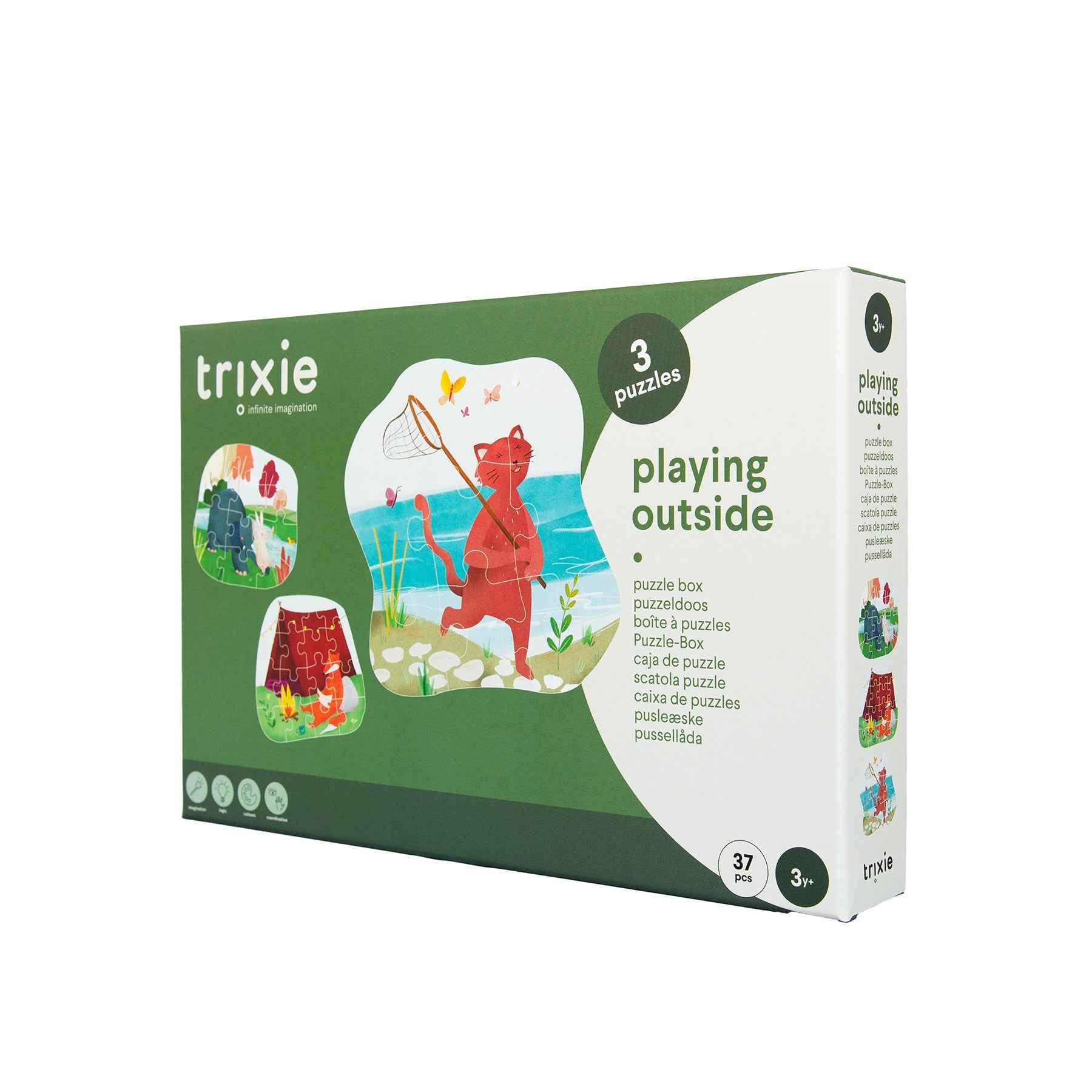 Trixie |  Vormenpuzzel - Buiten spelen - 3 puzzels