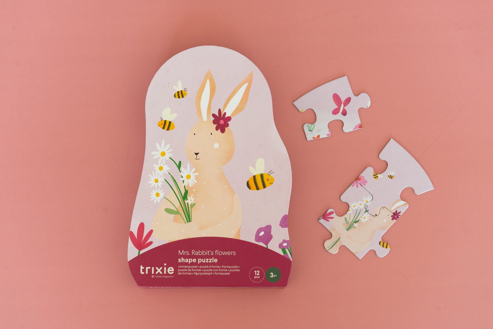 Trixie |  Vormenpuzzel - Mrs. Rabbits bloemen - 12 stuks