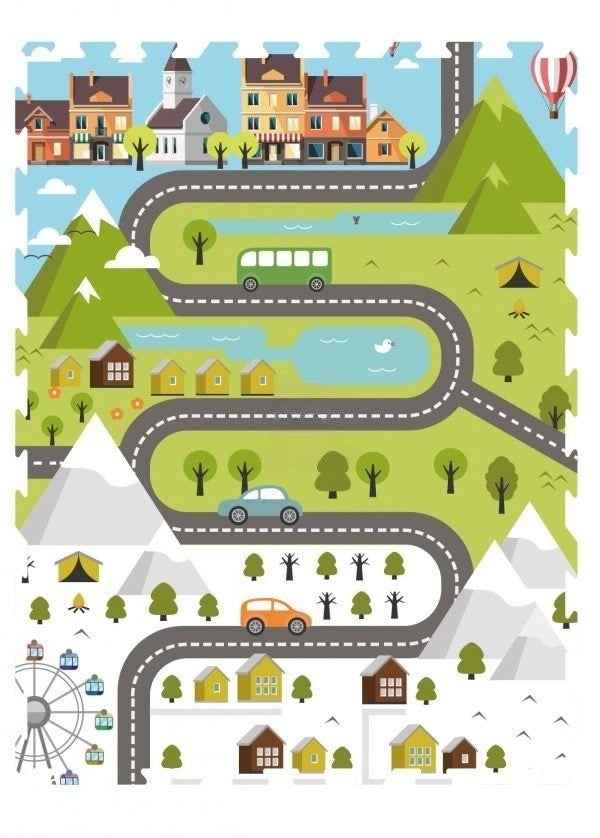 Nido Nido | Puzzelmat Country To City Map 6-pack