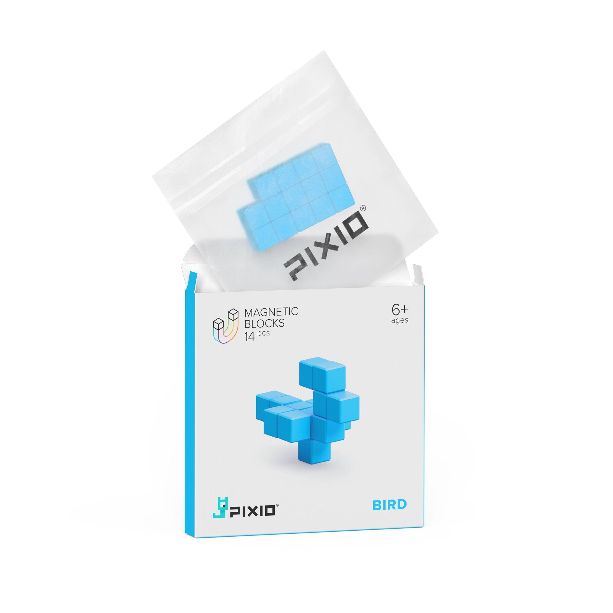 Pixio | Magnetische Blokken Color Series Light Blue Bird 14 Stuks