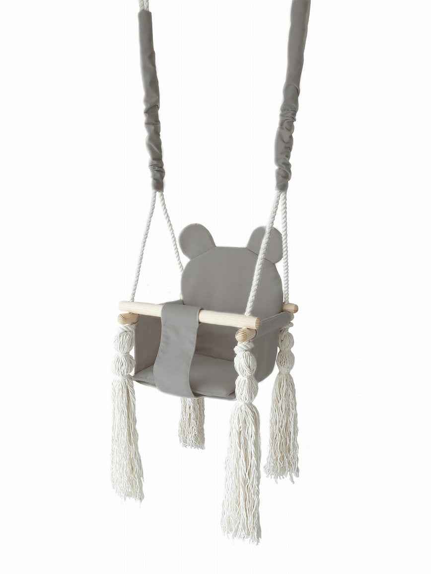 Moje | Babyschommel Teddybeer - Graphite + Lengte Touw