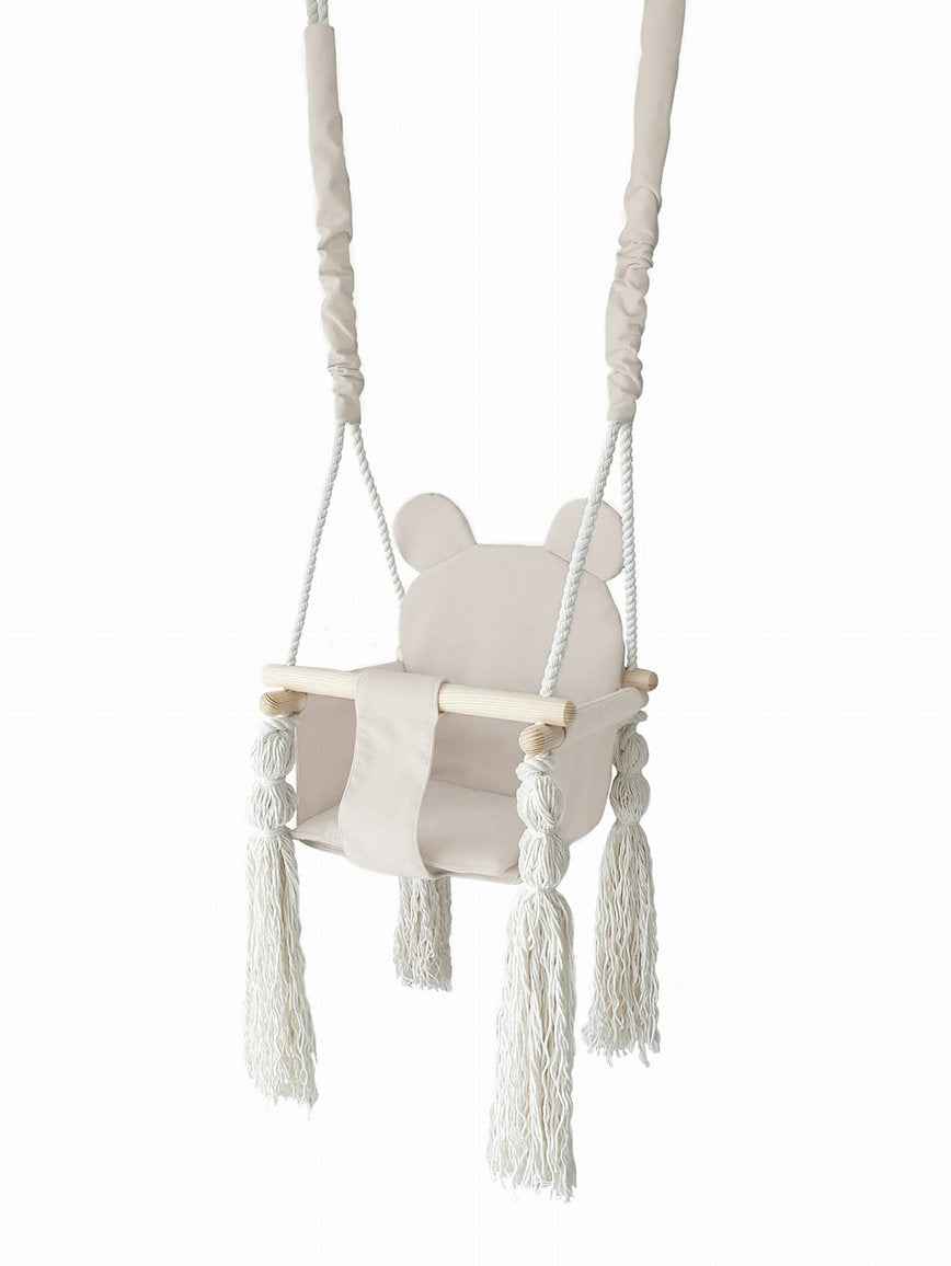 Moje | Baby Swing Teddy Bear - Ecru + Rope Length