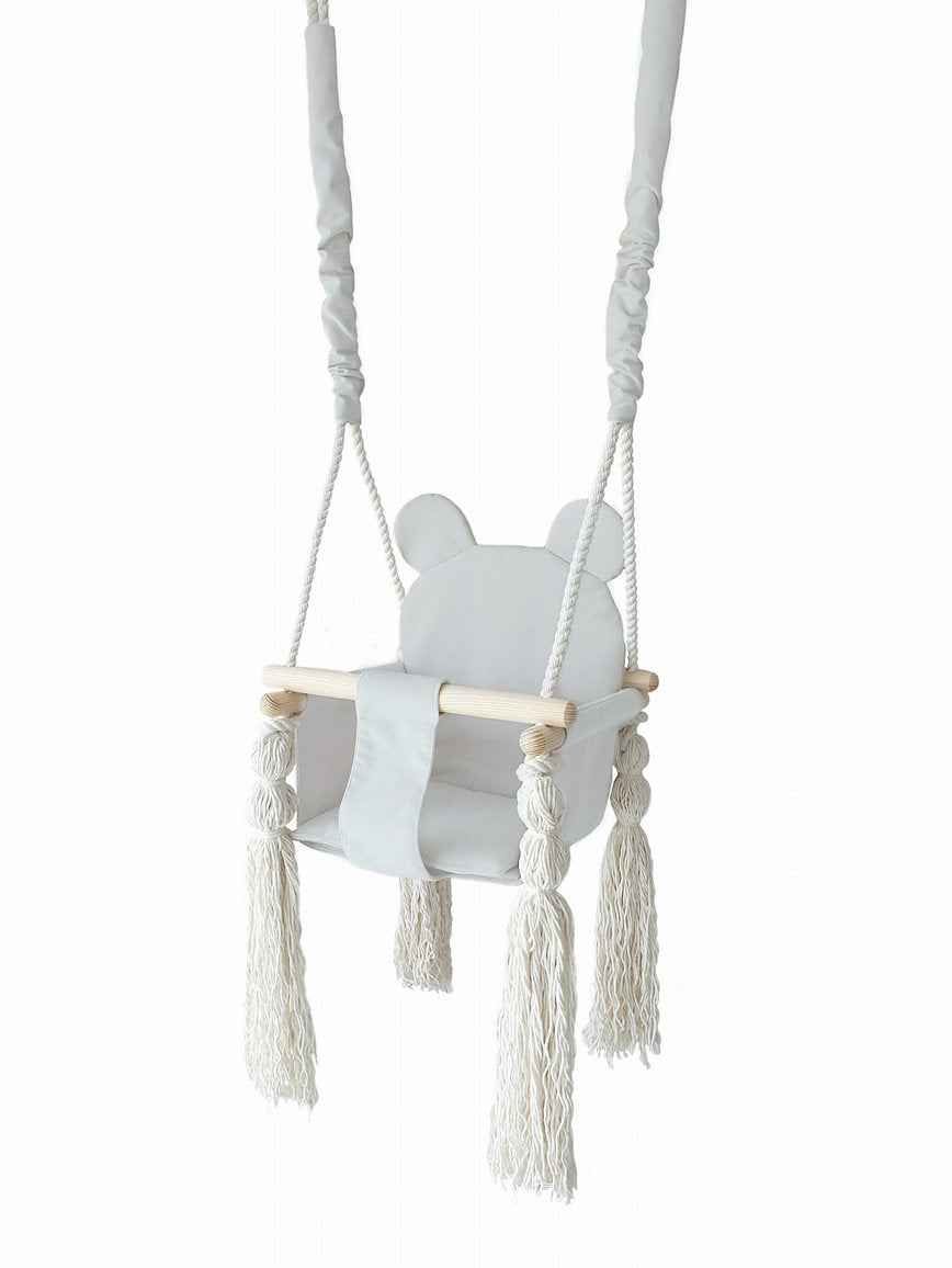 Moje | Babyschommel Teddybeer - Grey + Lengte Touw