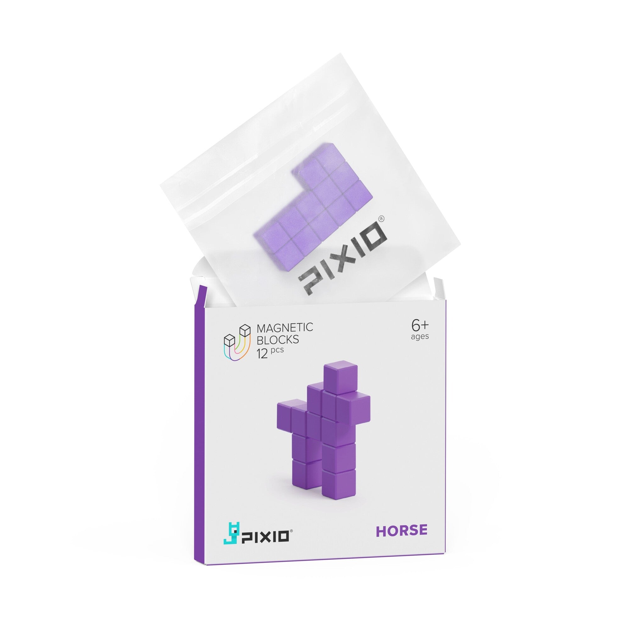 Pixio | Magnetische Blokken Color Series Violet Horse 12 Stuks