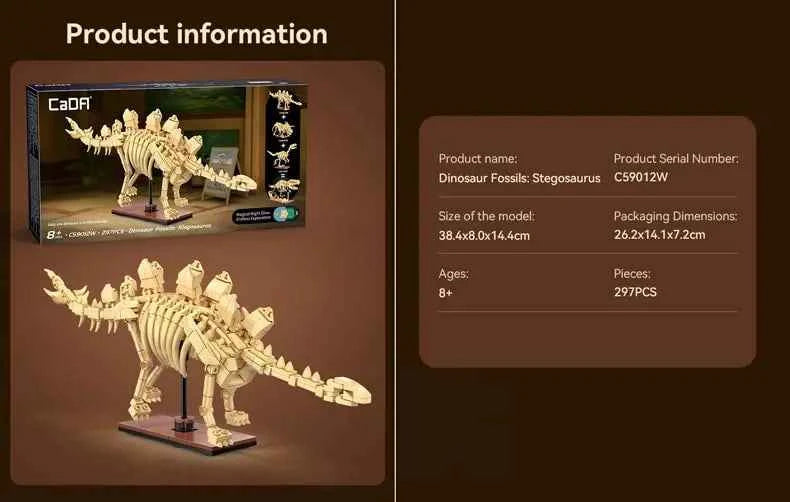 CaDA | Creative Series - Dinosaur Fossils Stegosaurus 297 Pieces