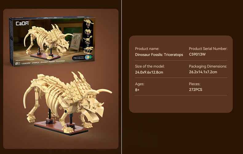 CaDA | Creative Series - Dinosaur Fossils Triceratops 272 Pieces