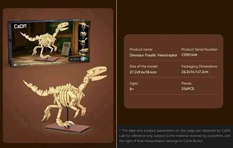 CaDA | Creative Series - Dinosaur Fossils Velociraptor 256 Pieces