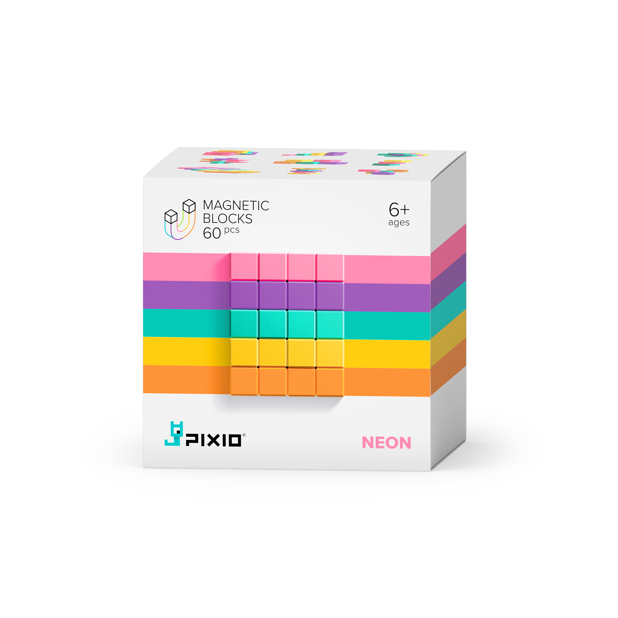 Pixio | Magnetische Blokken Abstract Series Neon 60  Stuks