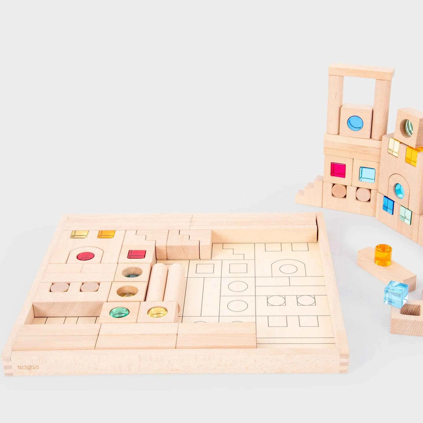 Tickit | Houten & Juwelen Bouw Blokken 82 Stuks