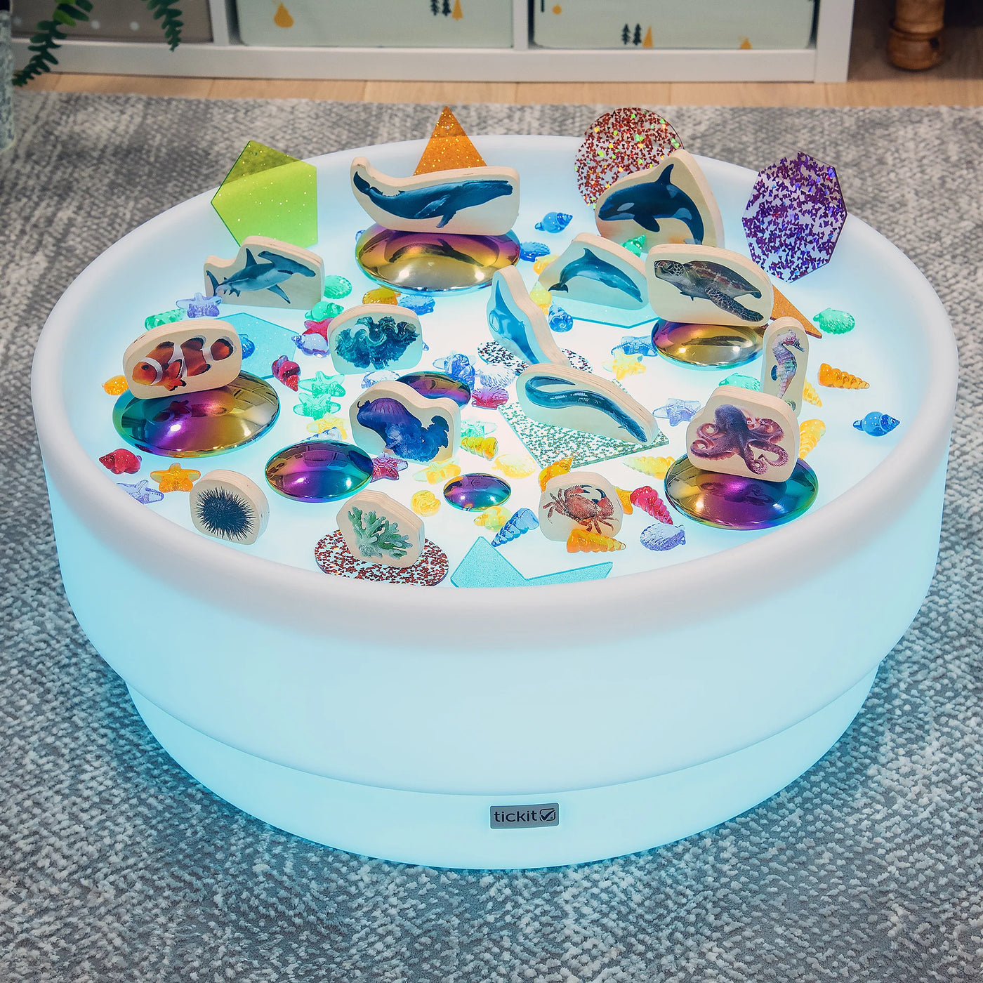 Tickit | Lage Ronde Sensorische Ontdekkings Tafel Met Sfeerverlichting