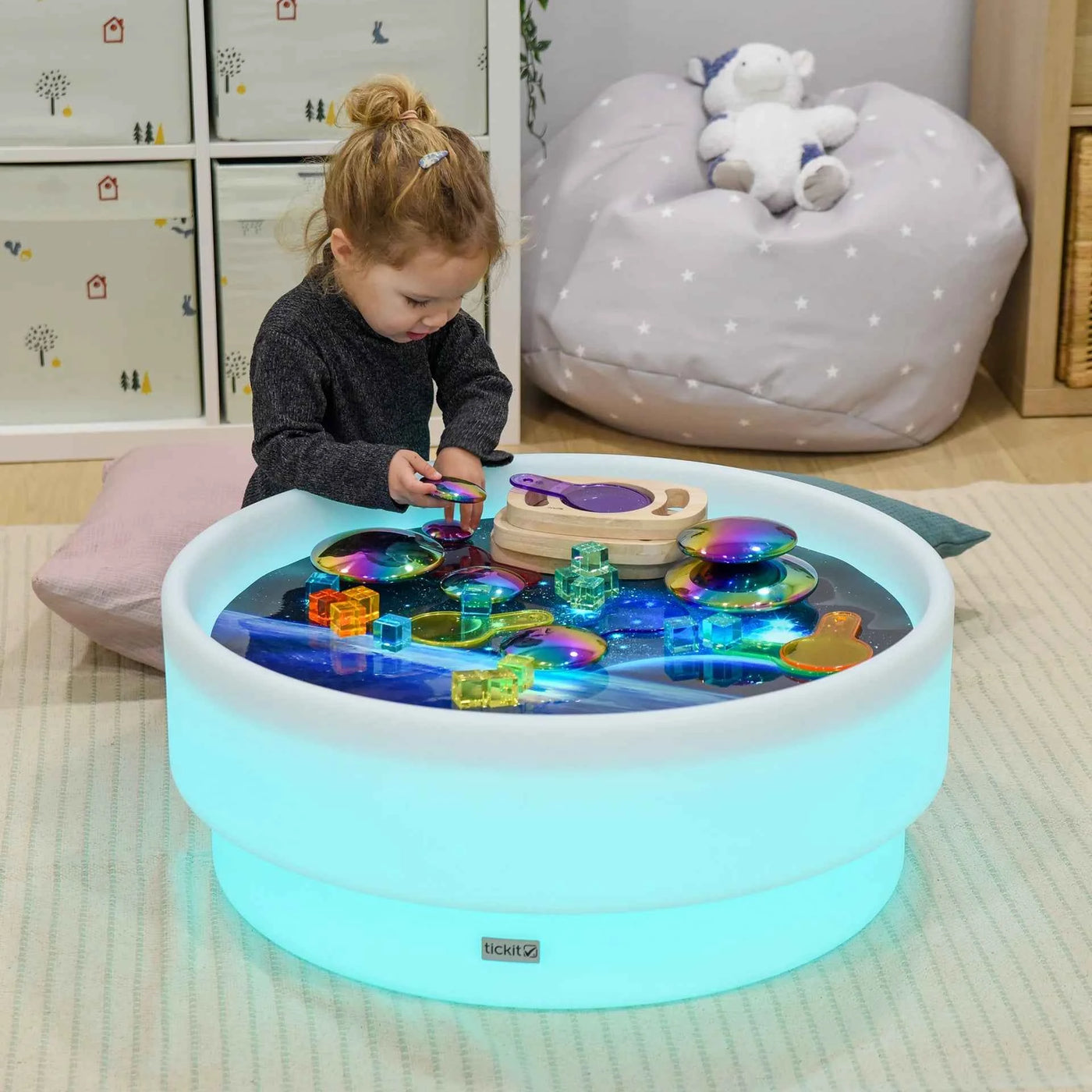Tickit | Low Round Sensory Exploration Table with Ambient Lighting