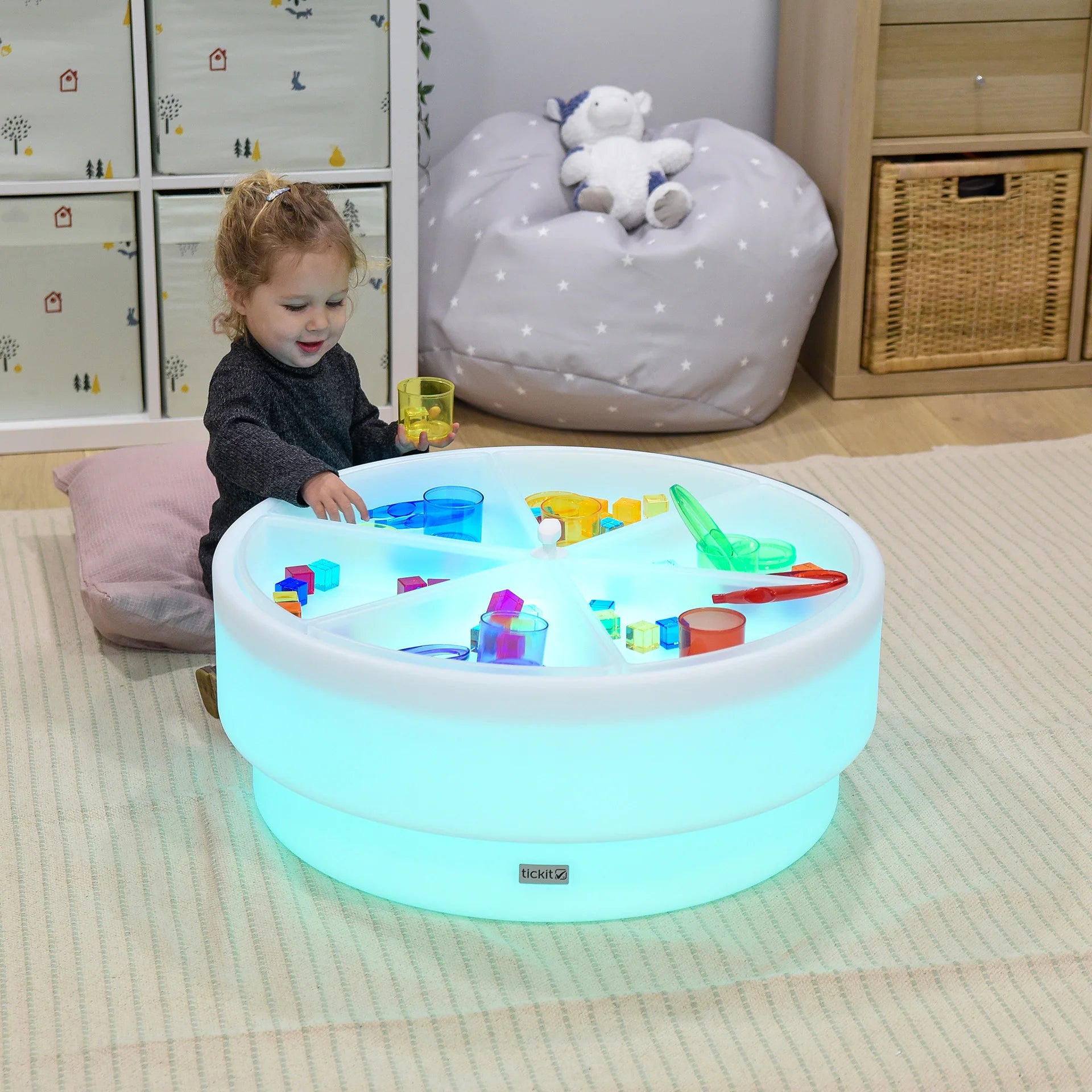 Tickit | Lage Ronde Sensorische Ontdekkings Tafel Met Sfeerverlichting