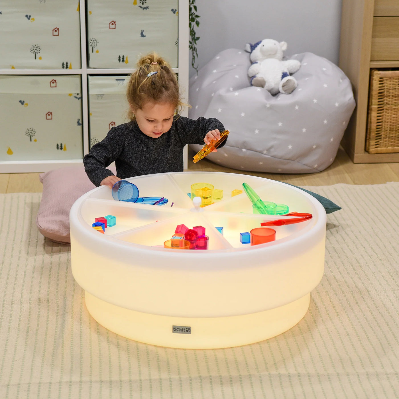 Tickit | Lage Ronde Sensorische Ontdekkings Tafel Met Sfeerverlichting