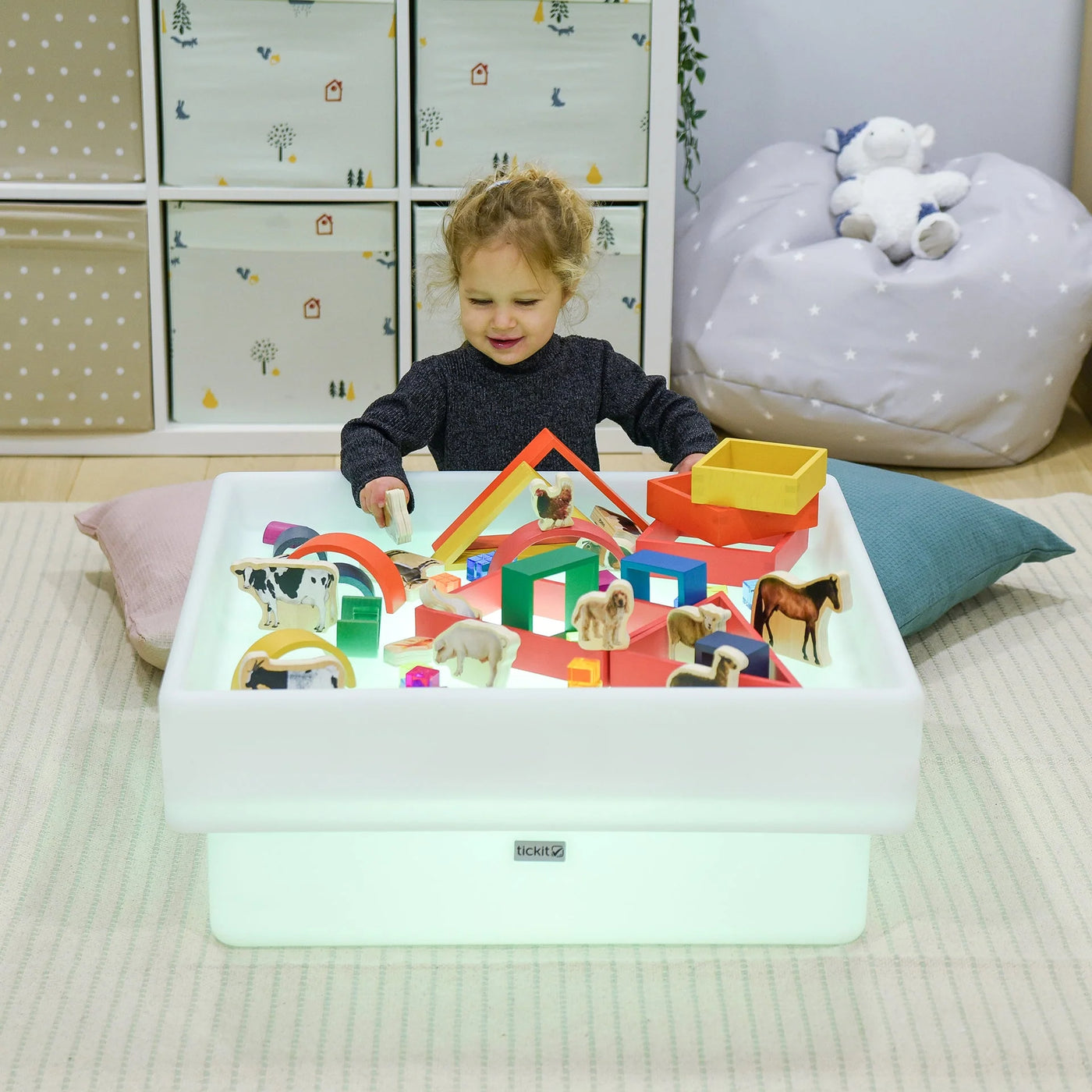 Tickit |  Lage Vierkante Sensorische Ontdekkings Tafel Met Sfeerverlichting
