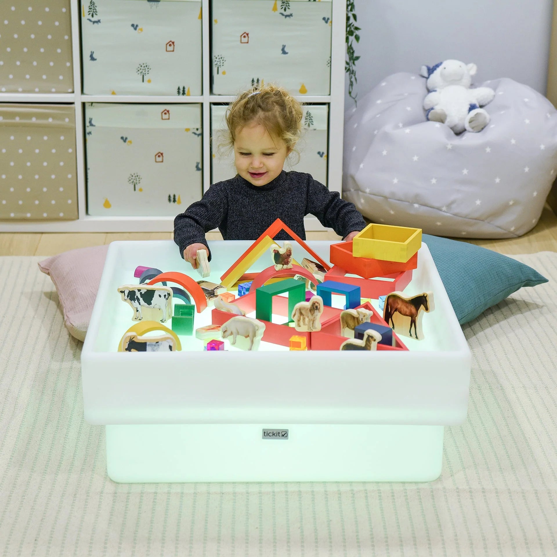 Tickit |  Lage Vierkante Sensorische Ontdekkings Tafel Met Sfeerverlichting