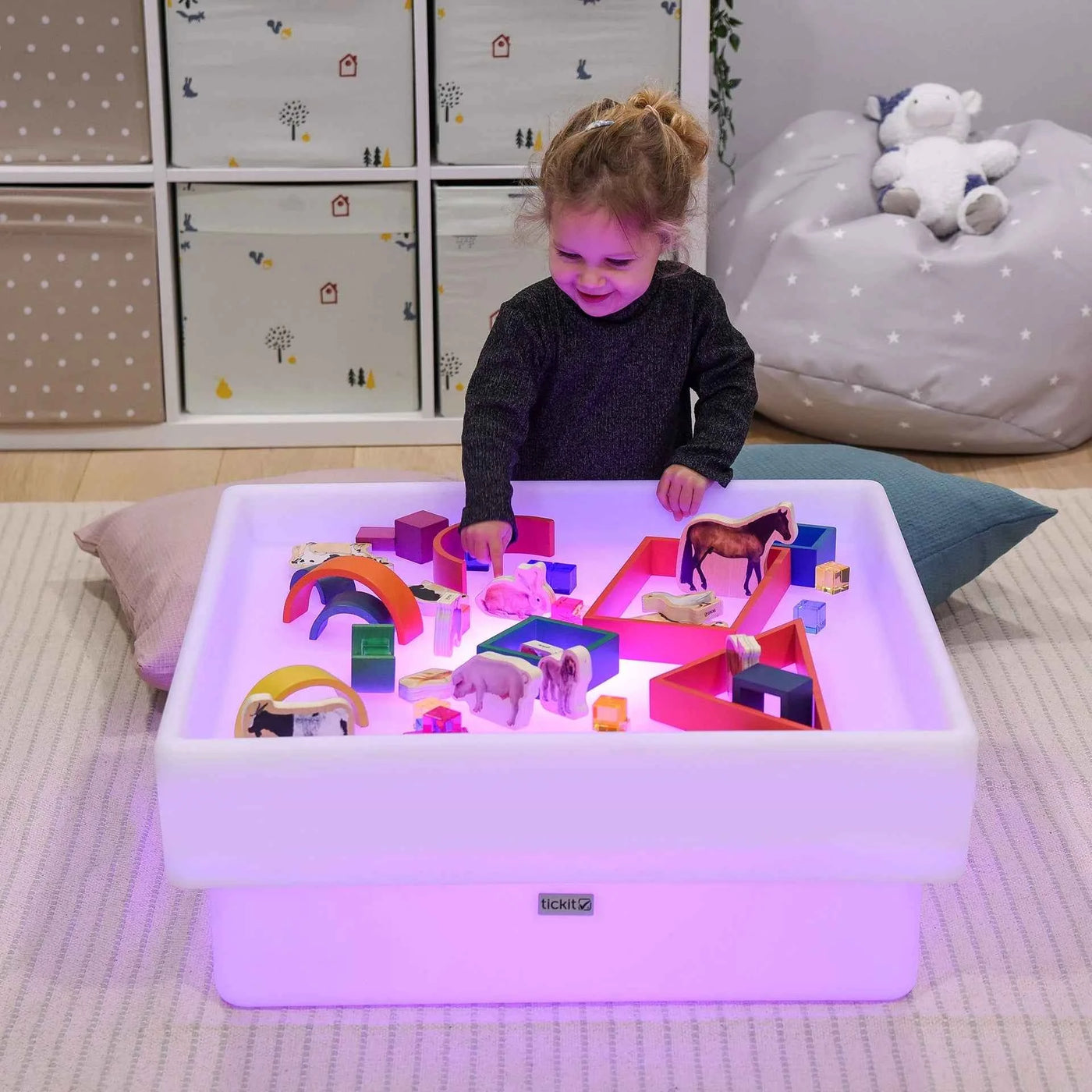 Tickit |  Lage Vierkante Sensorische Ontdekkings Tafel Met Sfeerverlichting