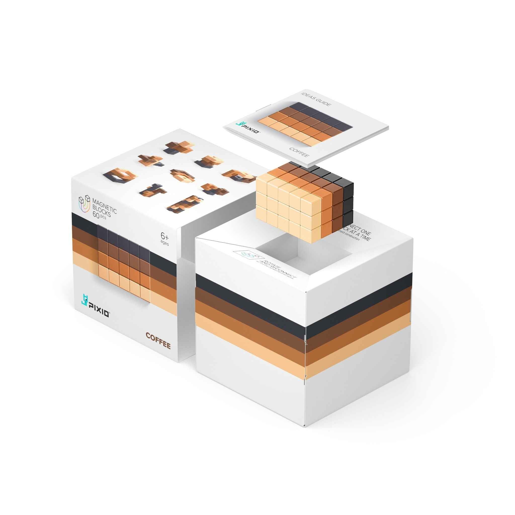 Pixio | Magnetic Blocks Abstract Series Coffee, 60 Pieces