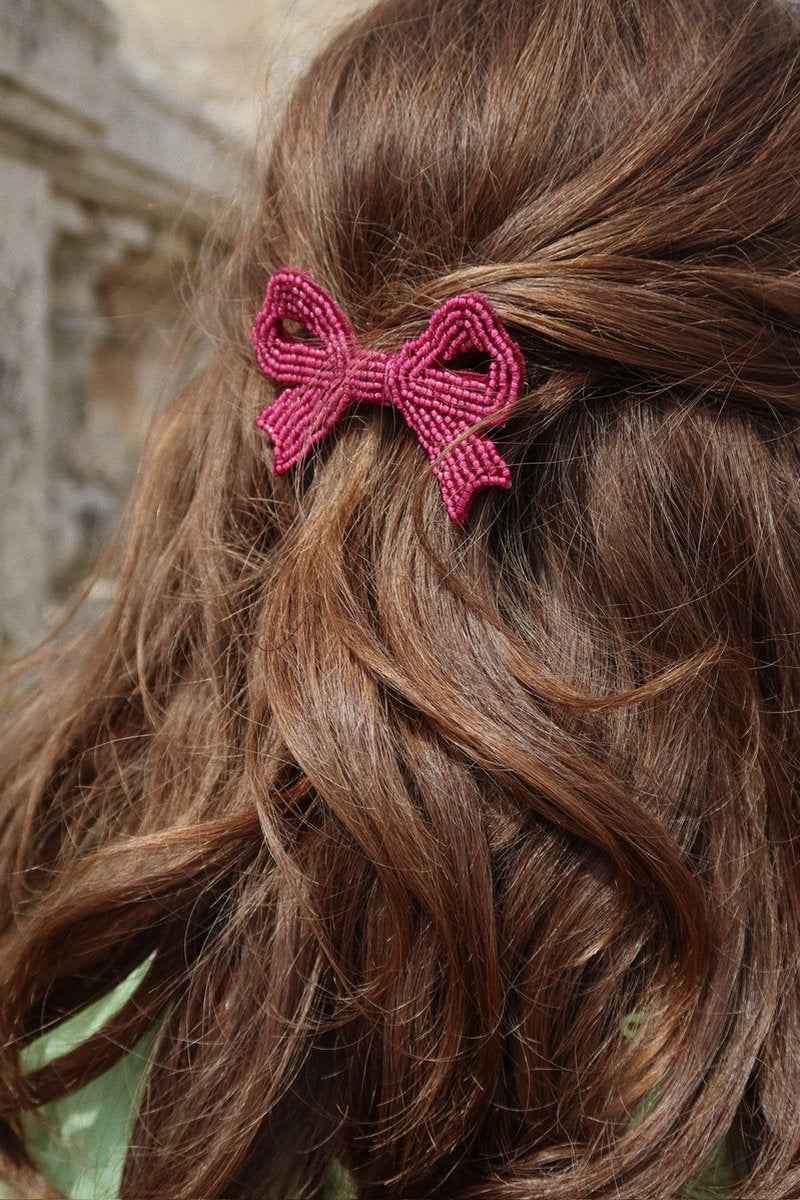 Konges Slojd | Set of 2 Mother-of-Pearl Bow Hair Clips, Sangria