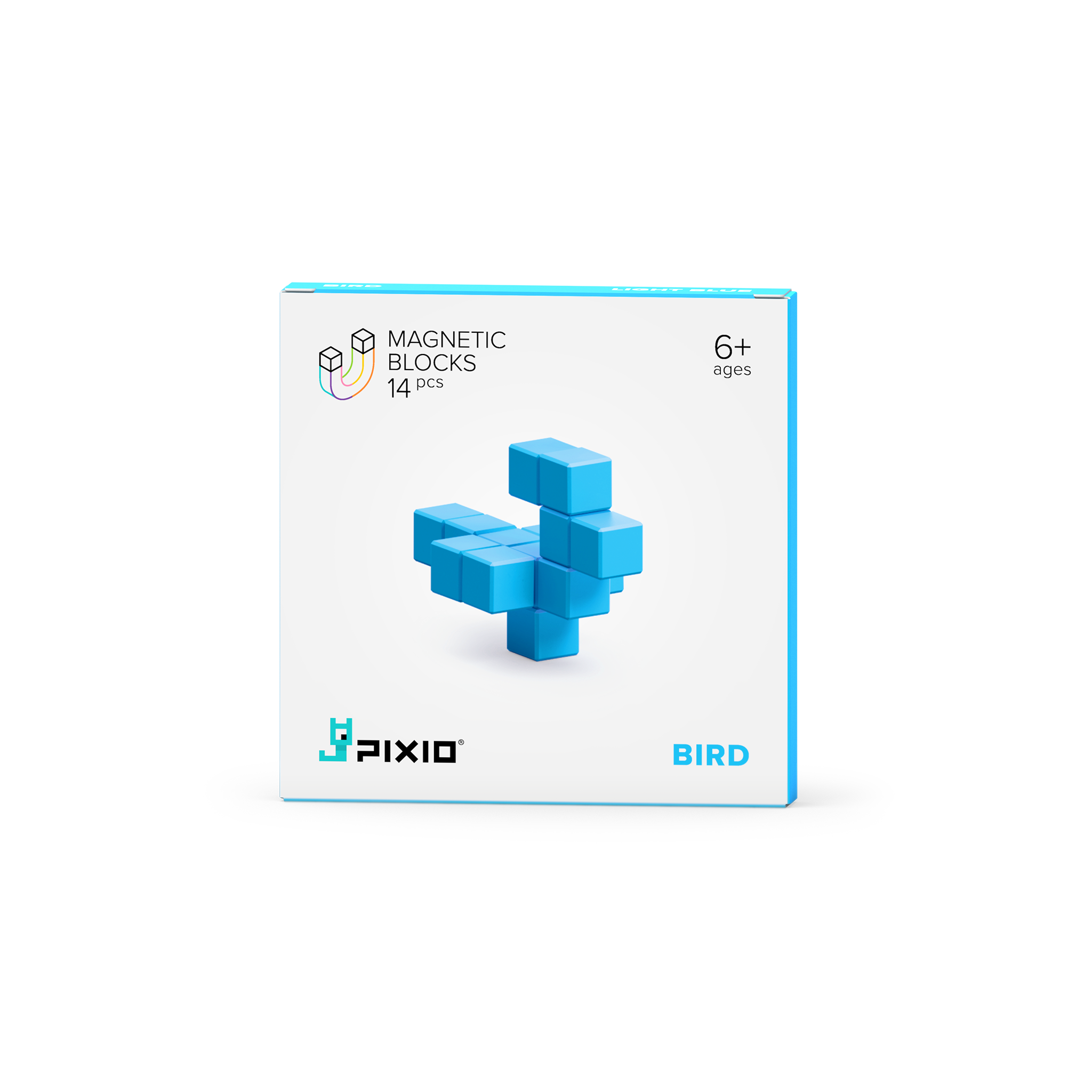 Pixio | Magnetische Blokken Color Series Light Blue Bird 14 Stuks