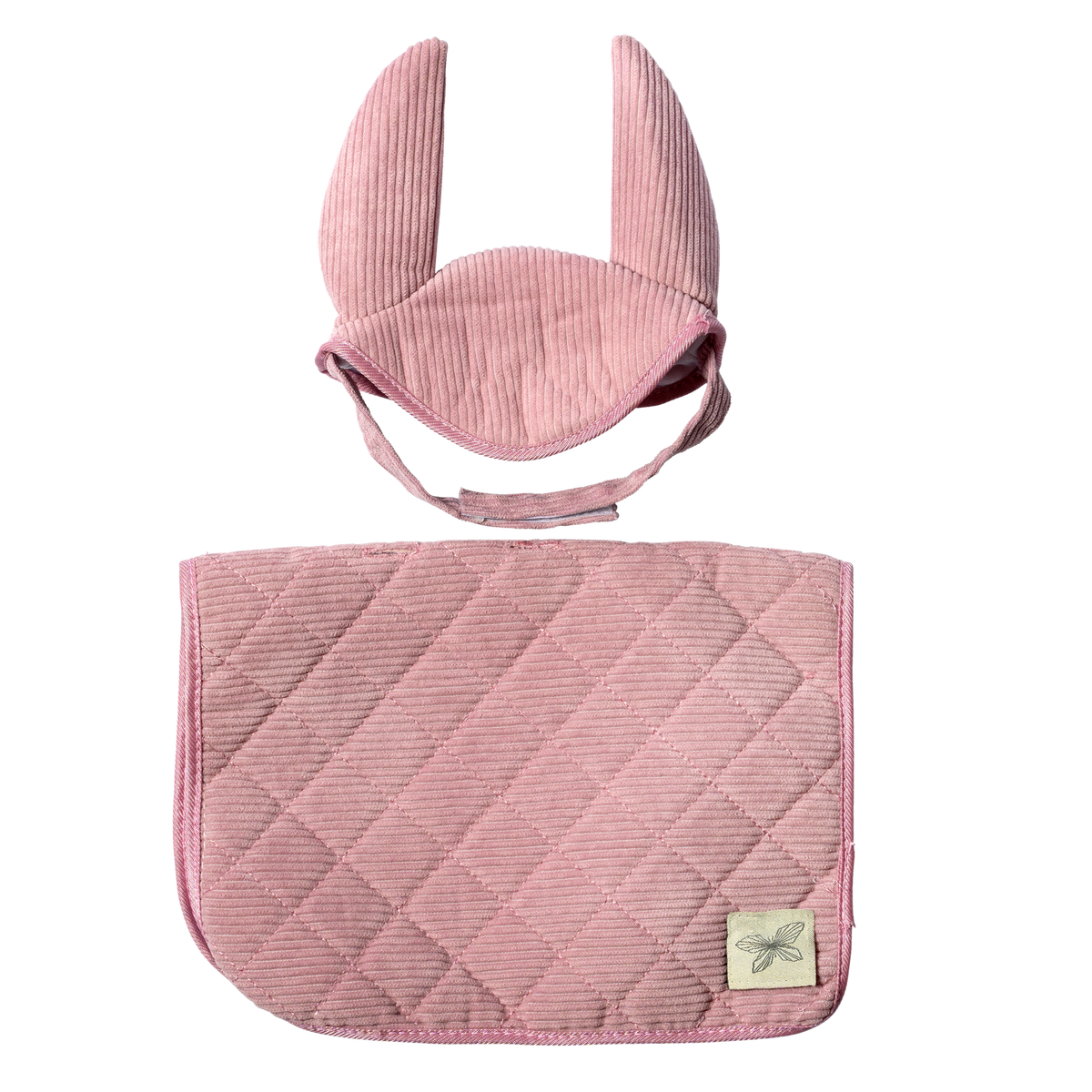 ByASTRUP Zadeldekje en Mutsje Corduroy Roze voor Stokpaard