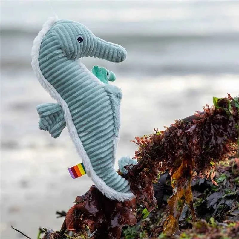 Les déglingos | Les Ptipotos - Cuddly Plush Papadou Seahorse Dad and His Mint Baby