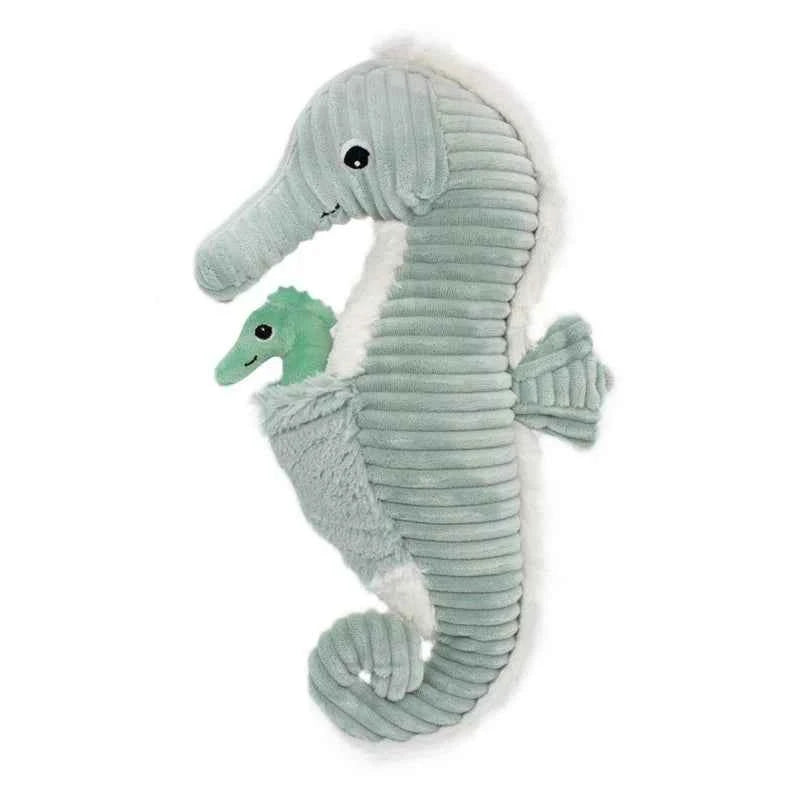Les Déglingos | Les Ptipotos - Plush Cuddly Papadou Seahorse Father and His Baby Mint