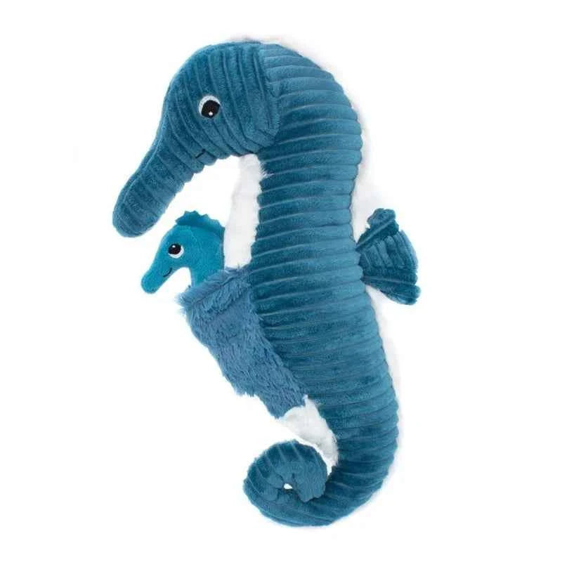 Les Déglingos | Les Ptipotos - Papadou Cuddly Plush Seahorse Dad and His Blue Baby
