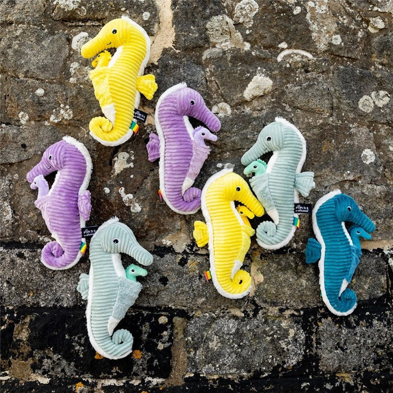 Les duéglingos | Les Ptipotos - Pluche Knuffel Papadou De Zeepaard Vader En Zijn Blauwe Baby