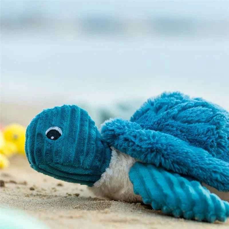 Les Déglingos | Les Ptipotos - Plush Cuddly Sauvenou Turtle Mother and Her Blue Baby Toy