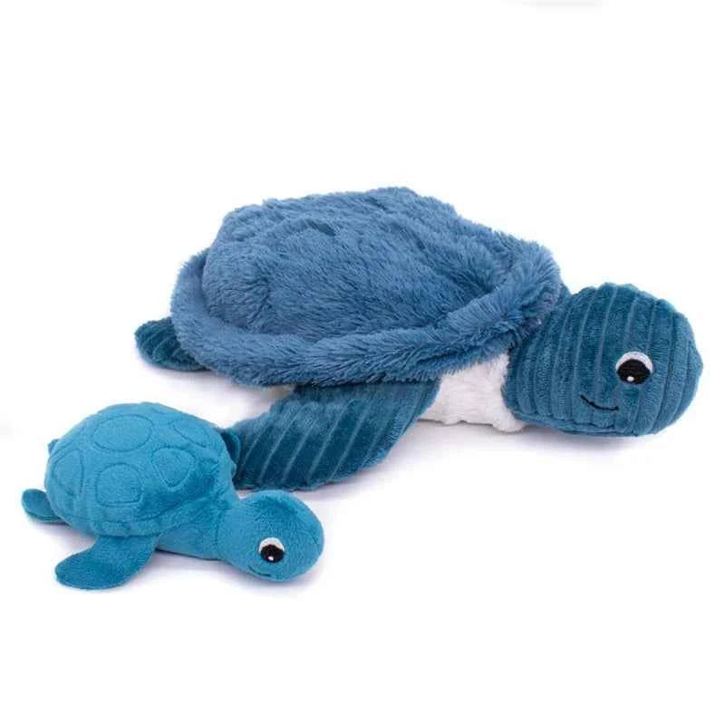 Les déglingos | Les Ptipotos - Plush cuddly toy: Sauvenou the turtle mother and her blue baby