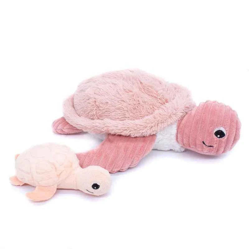 Les Déglingos | Les Ptipotos - Plush Cuddly Sauvenou Turtle Mother and Her Pink Baby