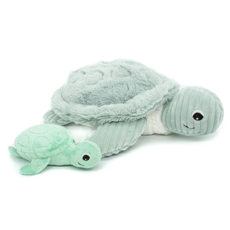 Les duéglingos | Les Ptipotos - Pluche Knuffel Sauvenou De Schildpad Moeder En Haar Mint Baby