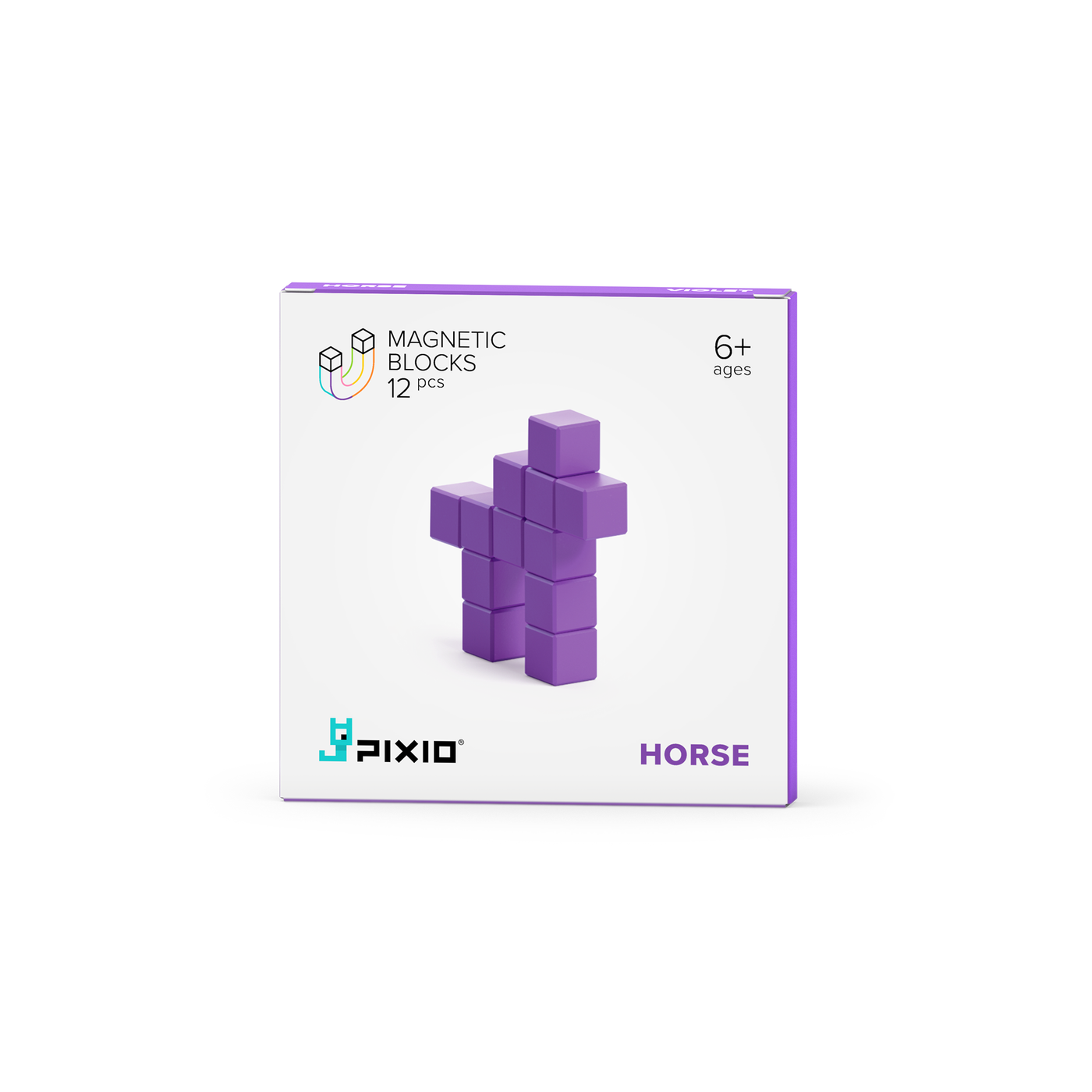 Pixio | Magnetische Blokken Color Series Violet Horse 12 Stuks