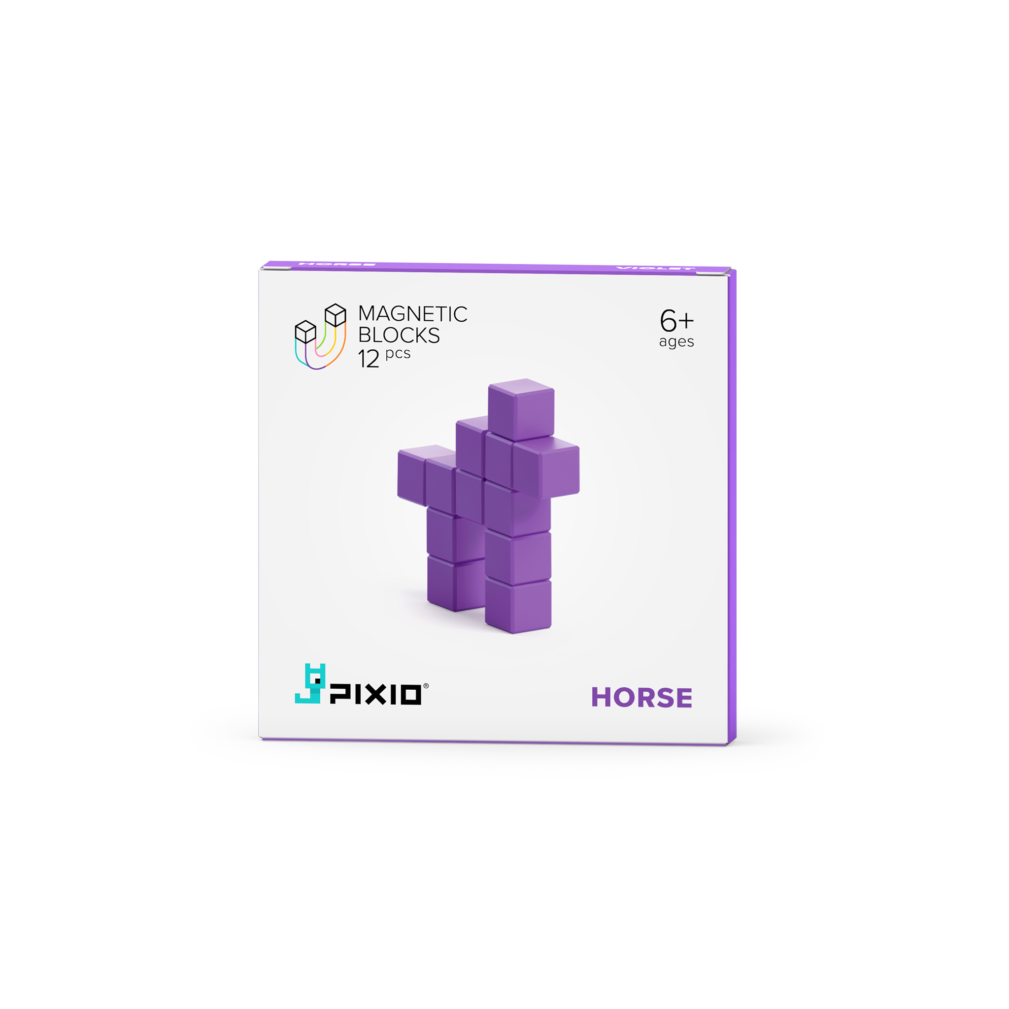 Pixio | Magnetische Blokken Color Series Violet Horse 12 Stuks