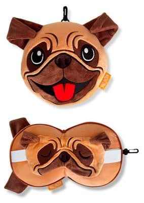 Zoonap | Nekkussen Met Slaapmasker Billy Brown Zoonap Puggy Pug