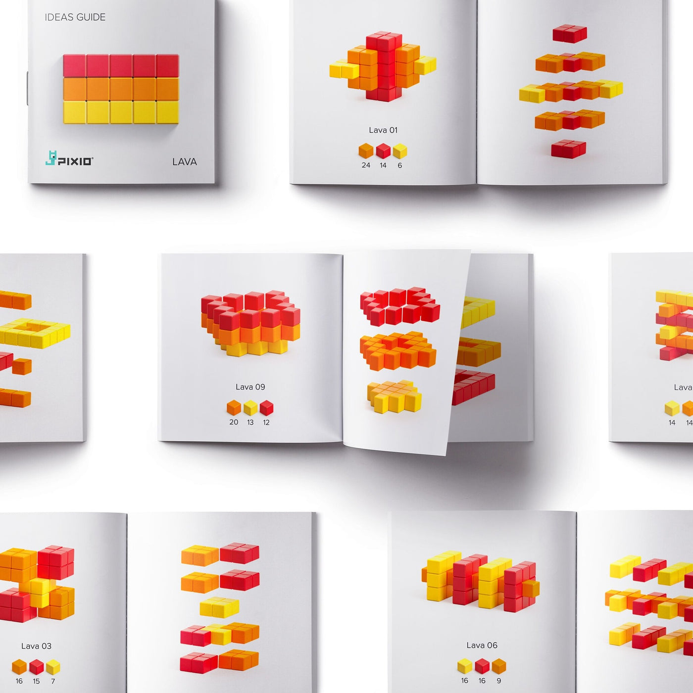 Pixio | Magnetische Blokken Abstract Series Lava 60  Stuks