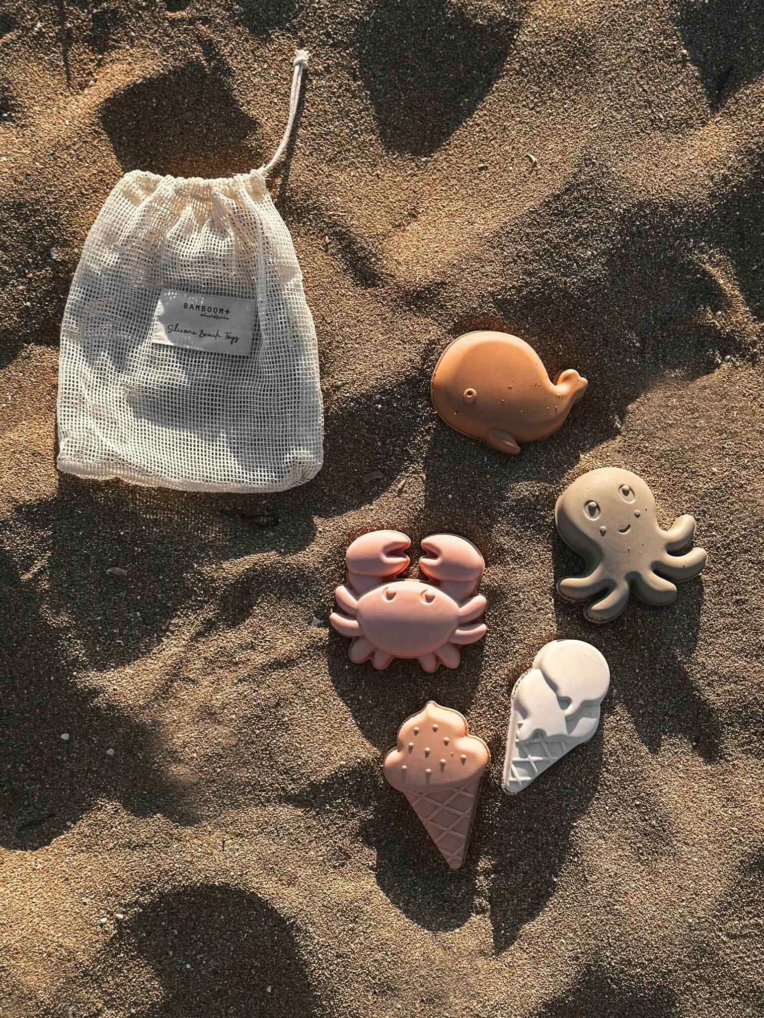 Bamboom | Strandspeelgoed Vormenset Roze Siliconen 5-pack