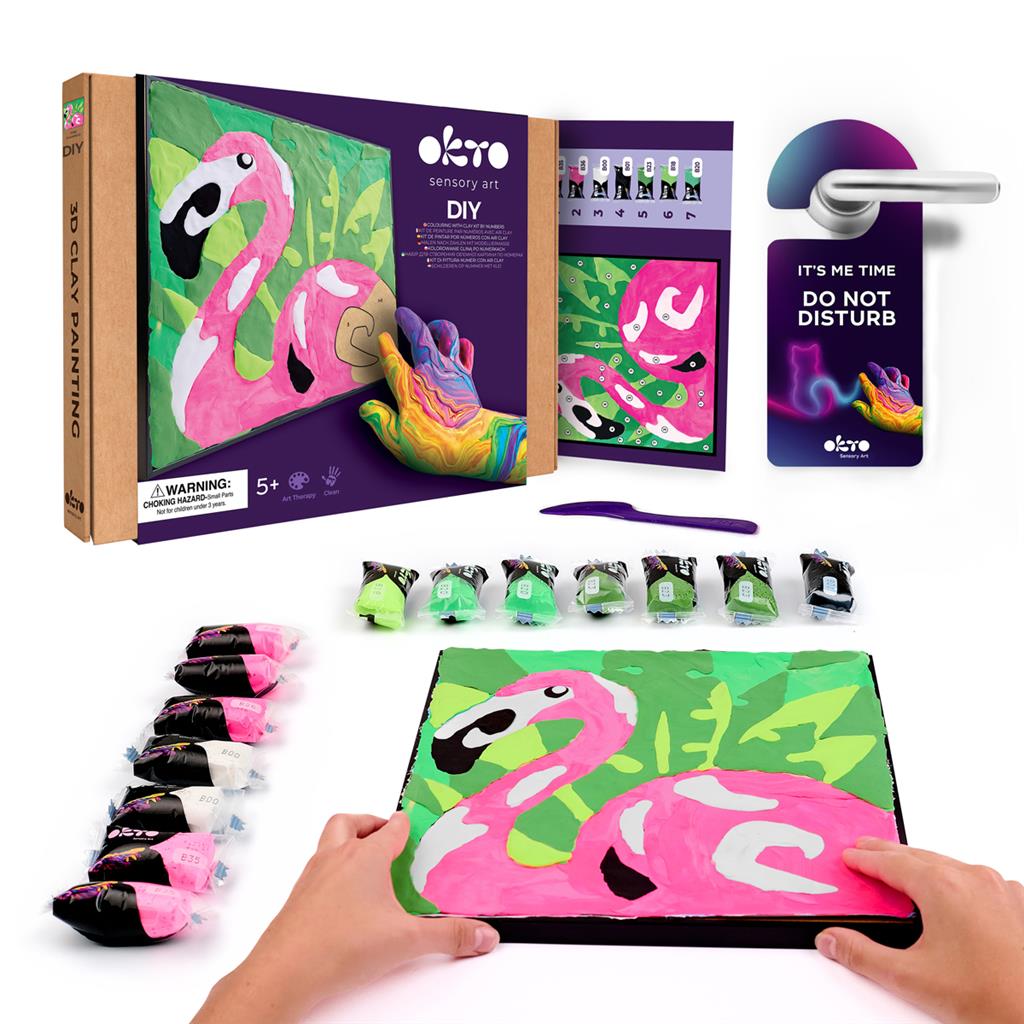 Okto | Sensory Art Coloring By Numbers - Animals - Pink Flamingo