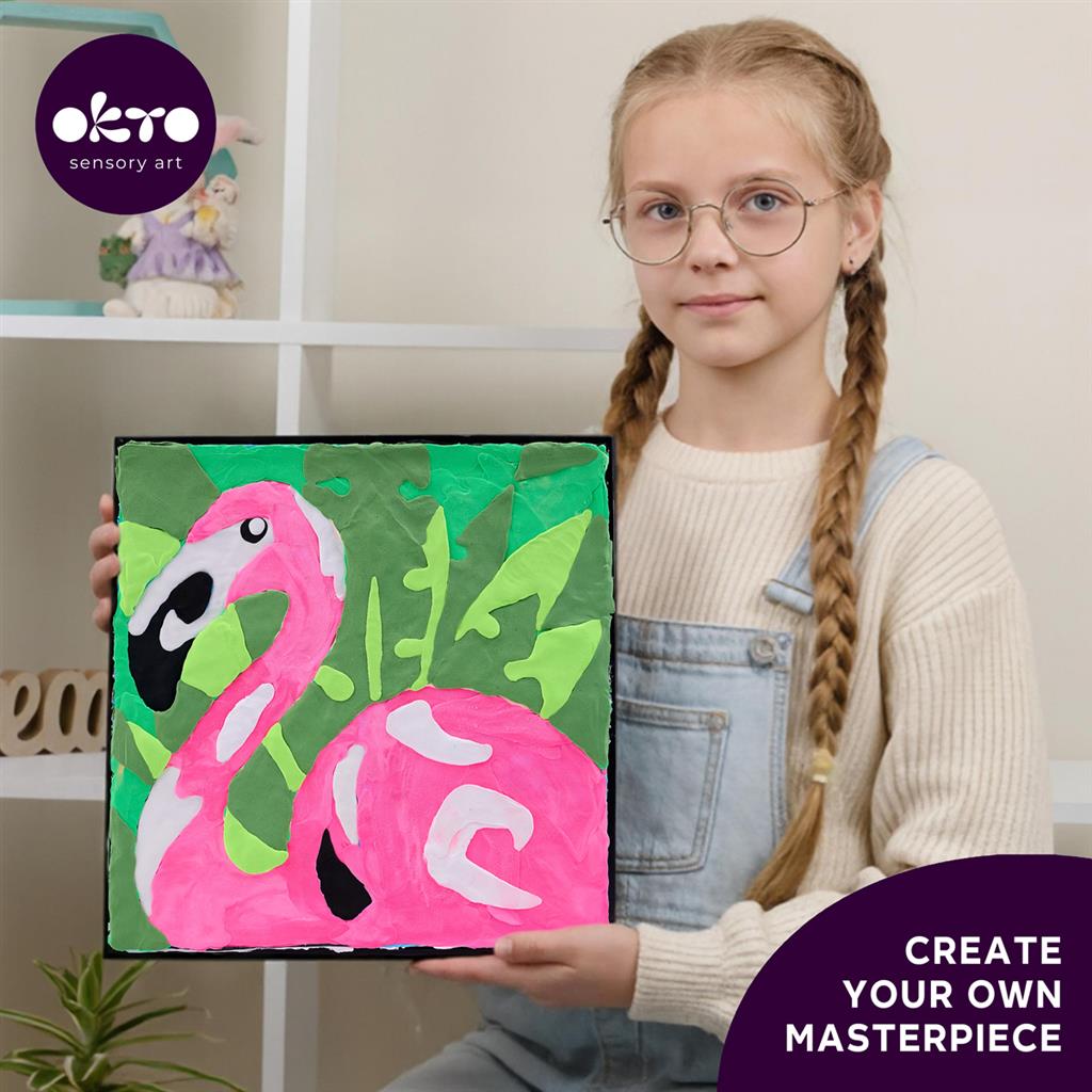 Okto | Sensory Art Coloring By Numbers - Animals - Pink Flamingo