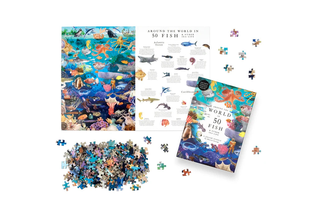 New Mags | Legpuzzel Rond De Wereld In 50 Vissen 1000 Stukjes
