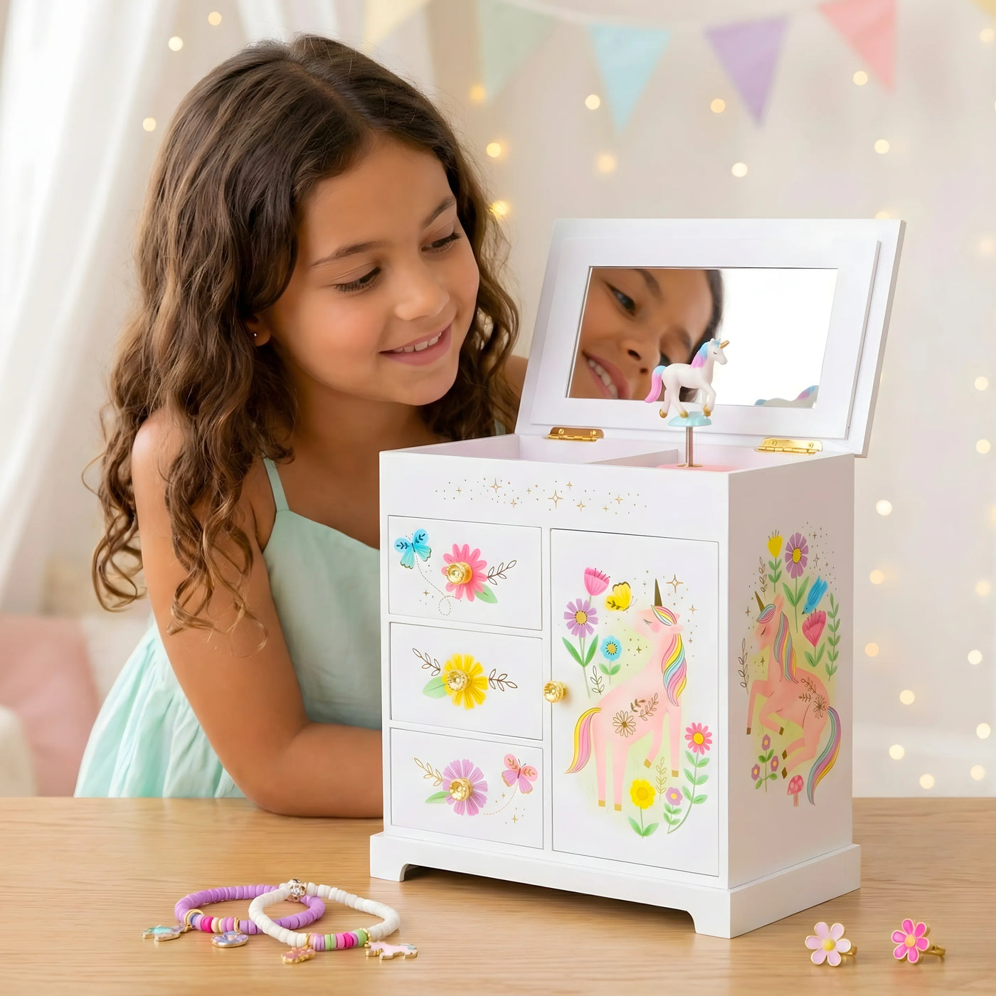 Giggle & Honey | Musical Jewelry Box - Floral Unicorn - Walz Of The Flowers