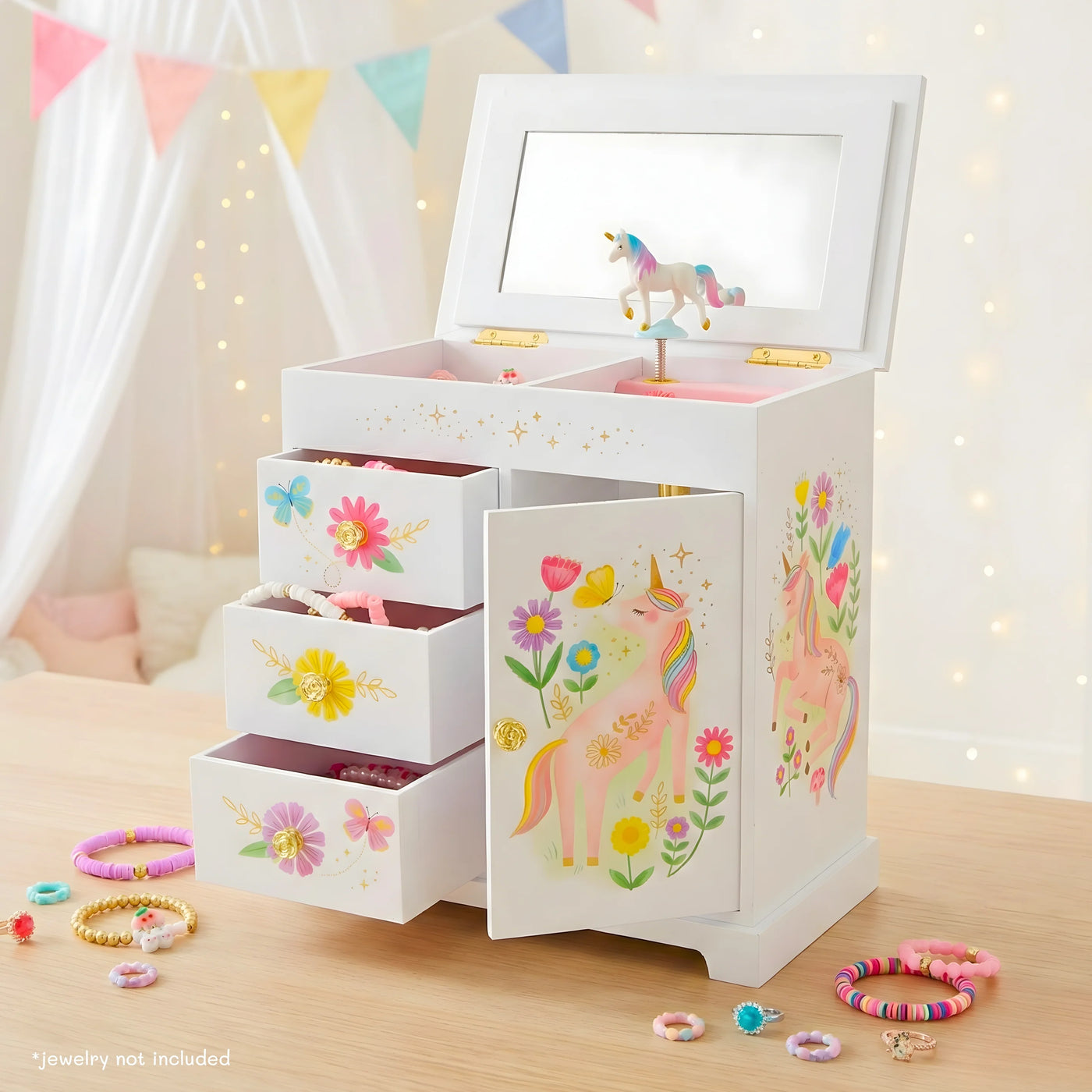 Giggle & Honey | Musical Jewelry Box - Floral Unicorn - Walz Of The Flowers