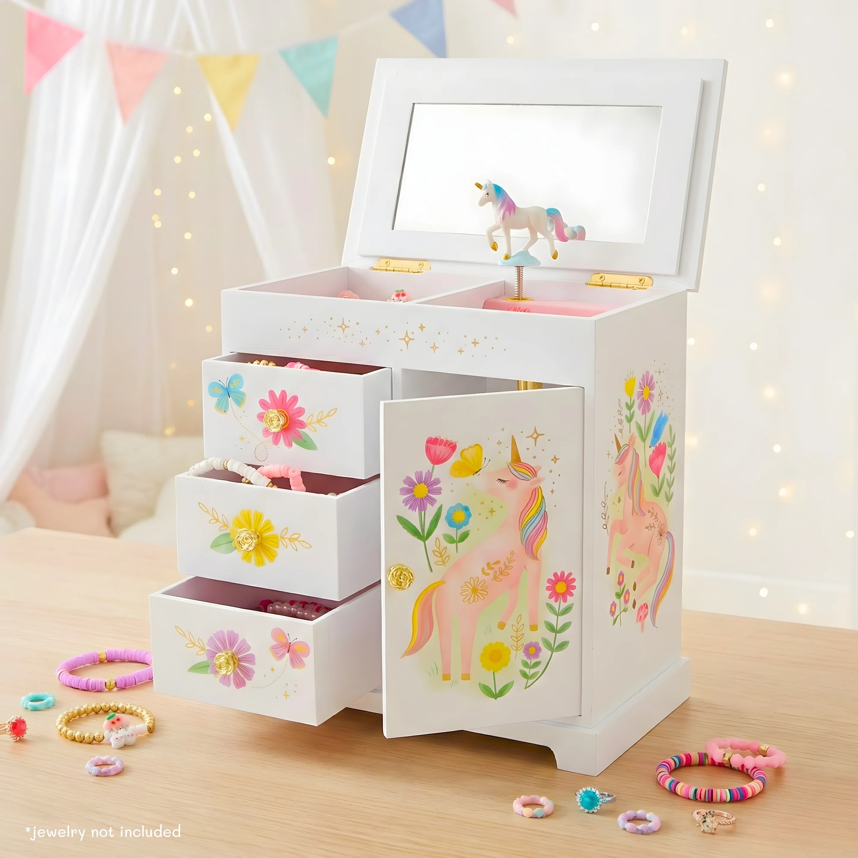Giggle & Honey | Musical Jewelry Box - Floral Unicorn - Walz Of The Flowers