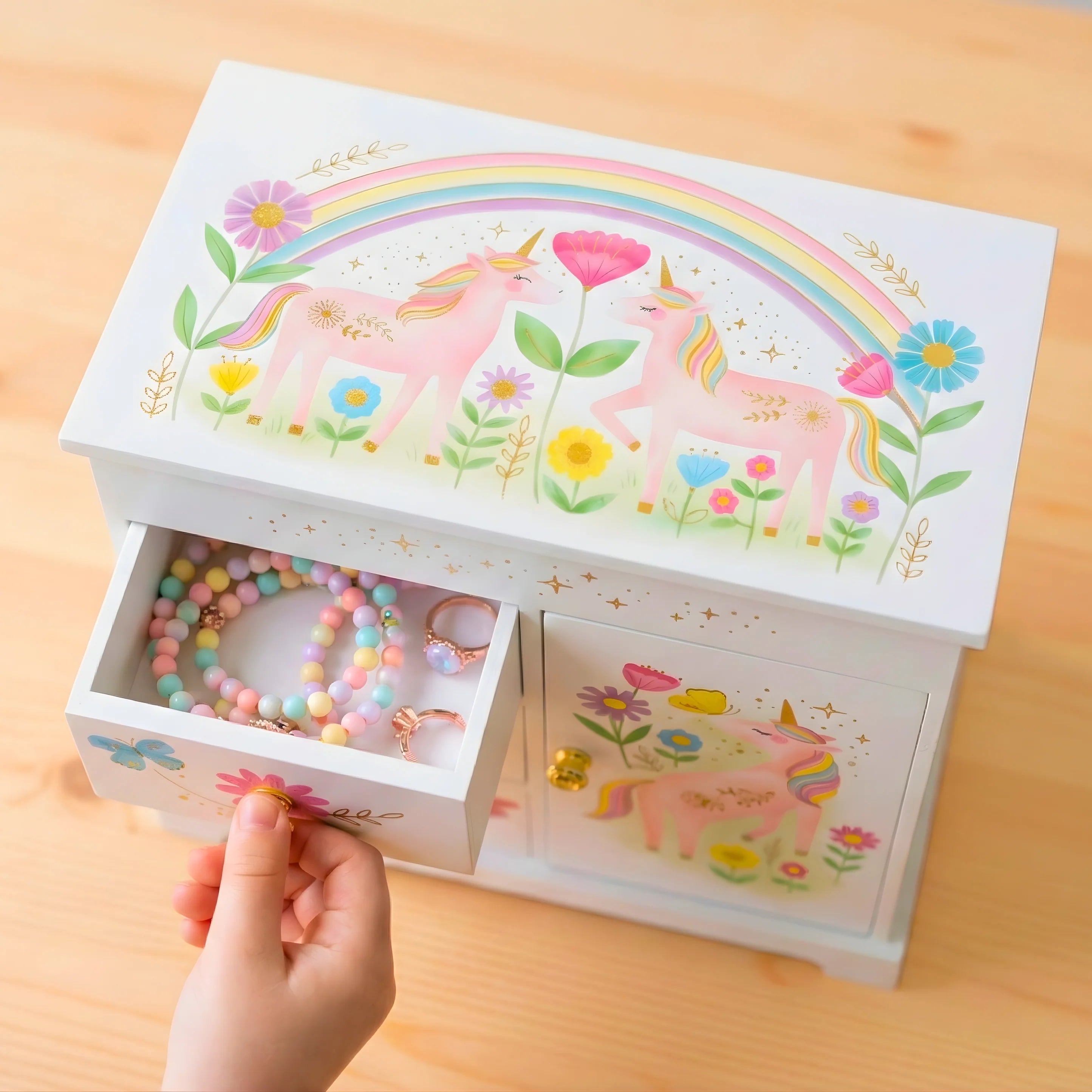 Giggle & Honey | Musical Jewelry Box - Floral Unicorn - Walz Of The Flowers