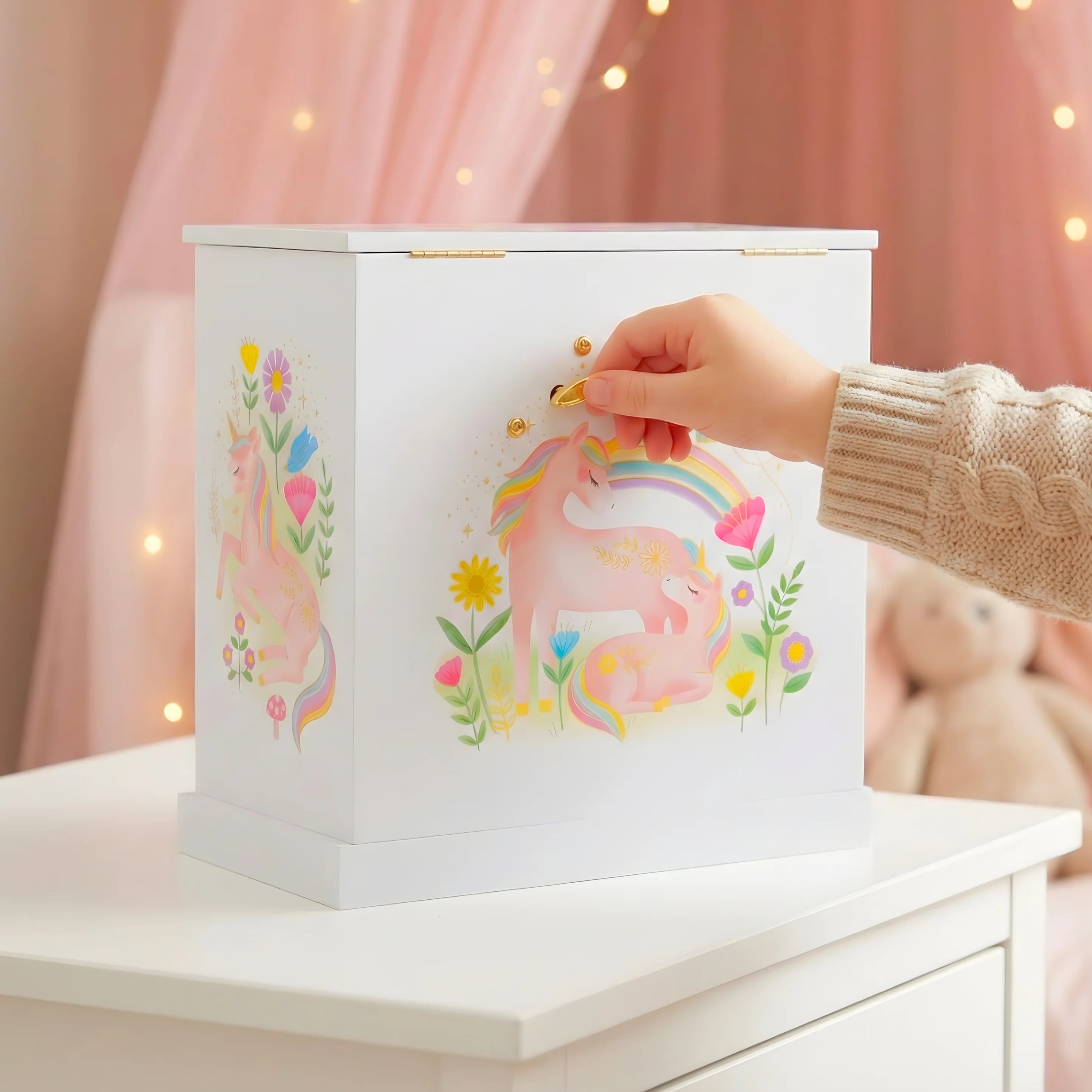 Giggle & Honey | Musical Jewelry Box - Floral Unicorn - Walz Of The Flowers
