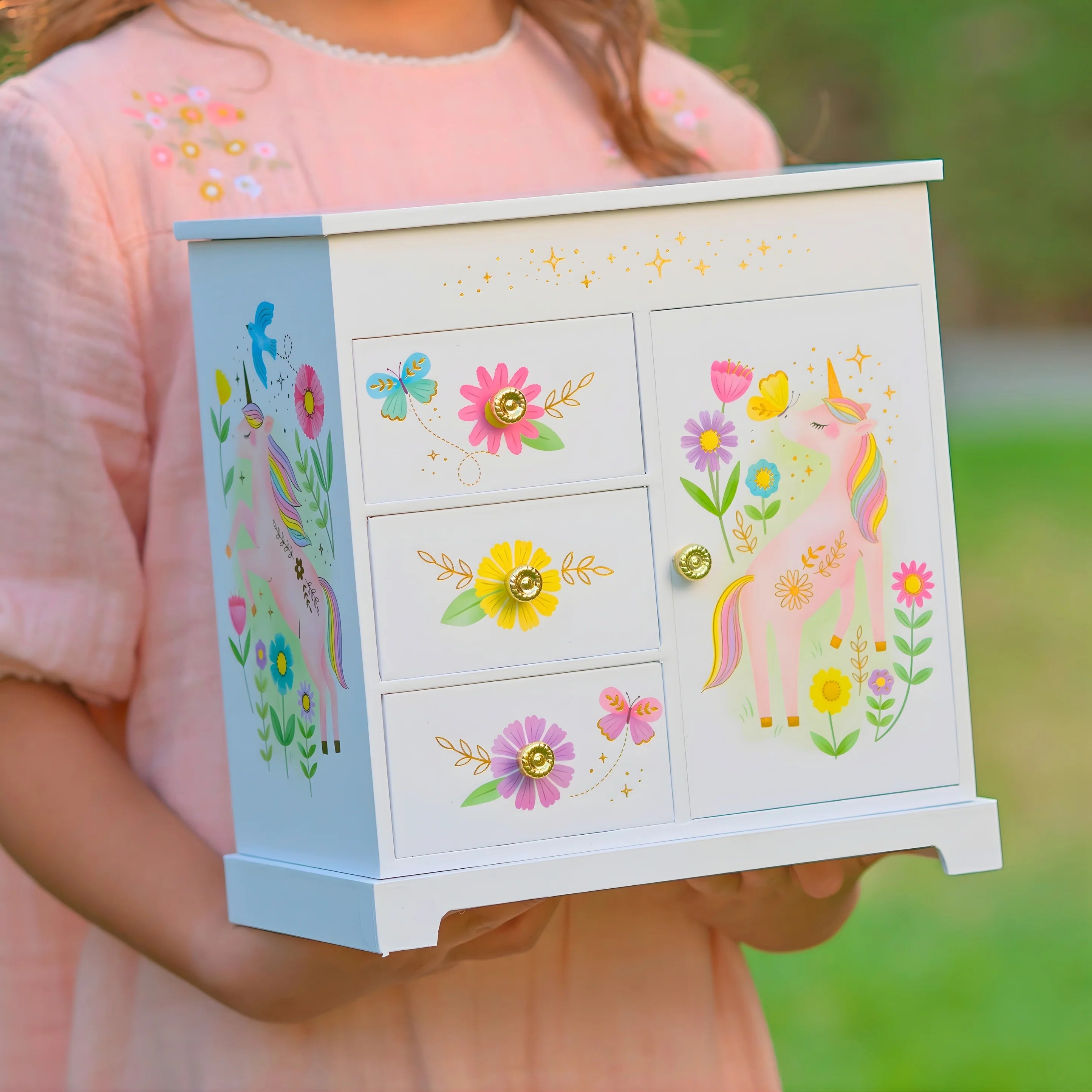 Giggle & Honey | Musical Jewelry Box - Floral Unicorn - Walz Of The Flowers