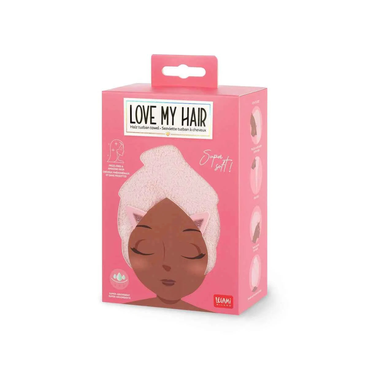 Legami | Handdoek Love My Hair Kitty Hair Turban Towel
