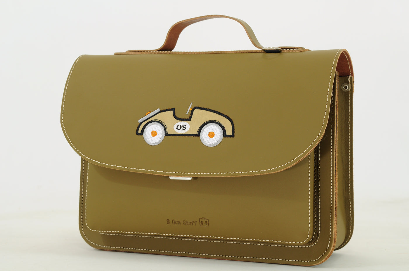 Own Stuff | lederen kleuterboekentas car moss